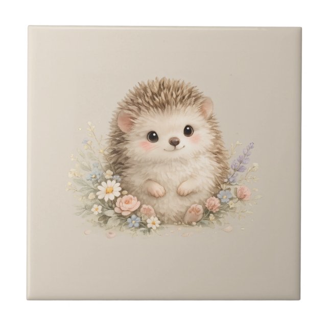 Adorable Hedgehog European Garden  Tile (Front)