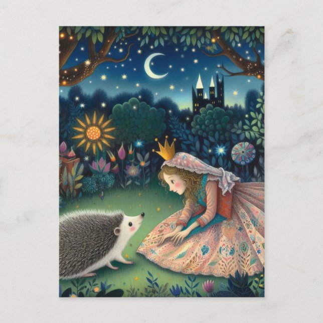 Adorable Hedgehog Fairy Tale Princess Postcard (Front)