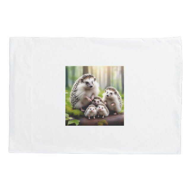 Adorable Hedgehog Family Pillowcase for Kids (Back)