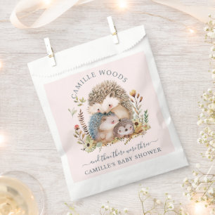 Adorable Hedgehog Family Pink Baby Shower Favour Bags