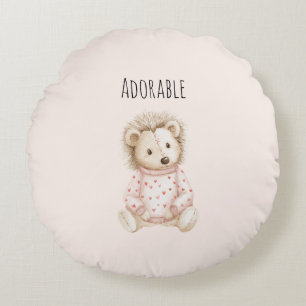 Adorable Hedgehog Heart Animal Round Cushion