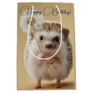 Adorable Hedgehog Holding a Dandelion Medium Gift Bag