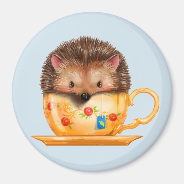 Adorable Hedgehog In Teacup Magnet (Front)