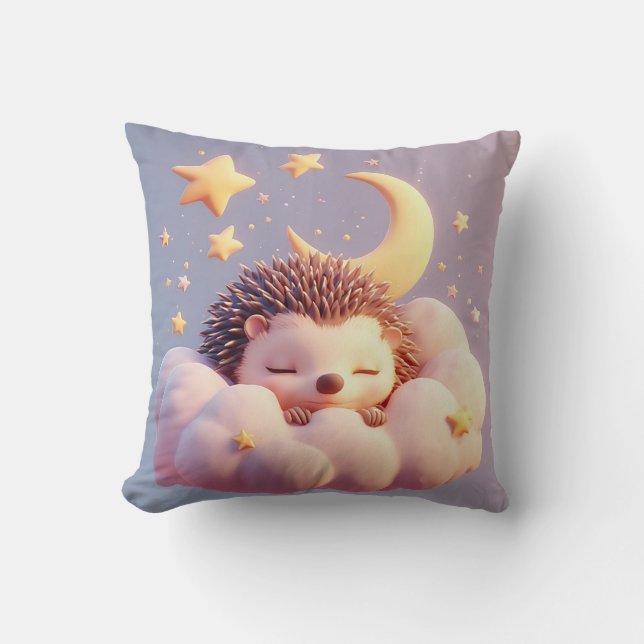 Adorable Hedgehog Sleeping on a Cloud Cushion (Front)