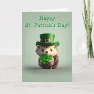 Adorable Hedgehog St. Patrick's Day Holiday Card