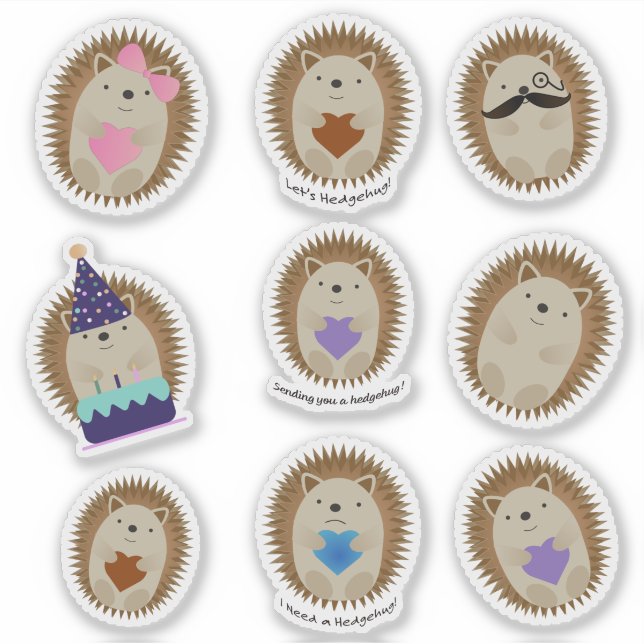 Adorable Hedgehog Sticker Set (Front)
