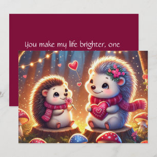 Adorable Hedgehog Valentines Day Card