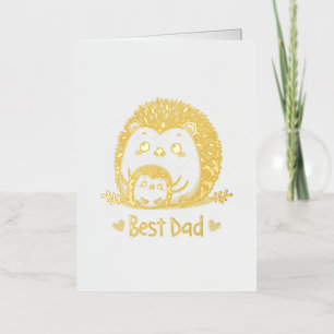 Adorable hedgehog with baby design celebrating dad foil greeting card