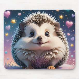 Adorable Hedgehog with stars and hearts Mouse Mat