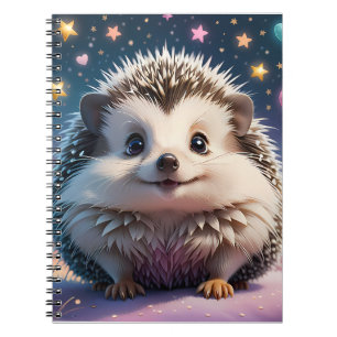 Adorable Hedgehog with stars and hearts Notebook