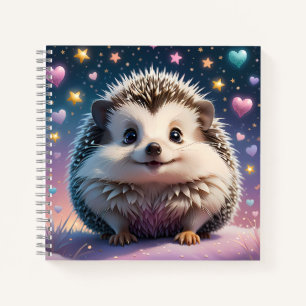 Adorable Hedgehog with stars and hearts Notebook