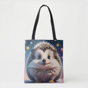 Adorable Hedgehog with stars and  hearts  Tote Bag