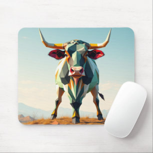 Adorable high land cow landscape geometric mouse mat