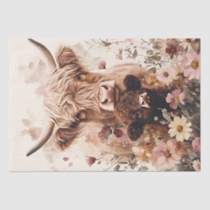 Adorable Highland Cow Calf with Mum Decoupage Tissue Paper