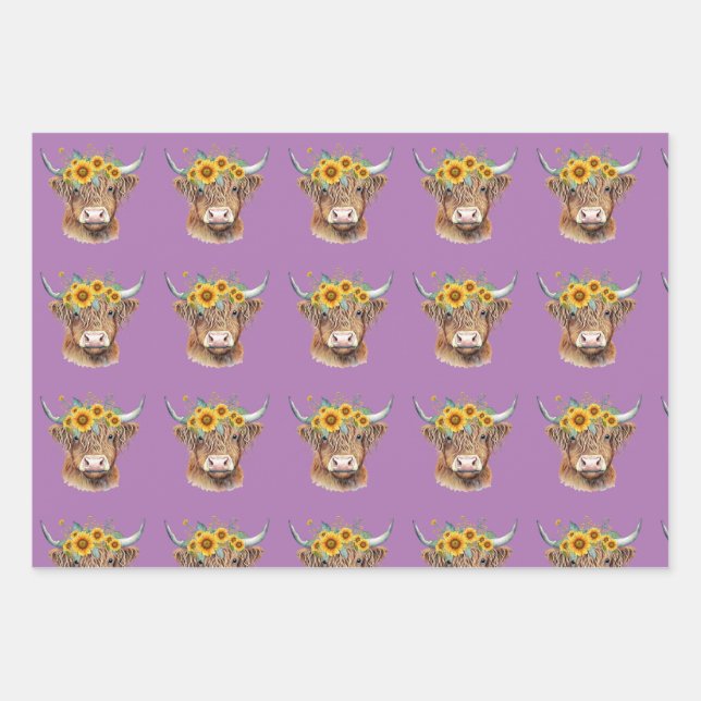 Adorable Highland Cow/Calf Wrapping Paper (Front)