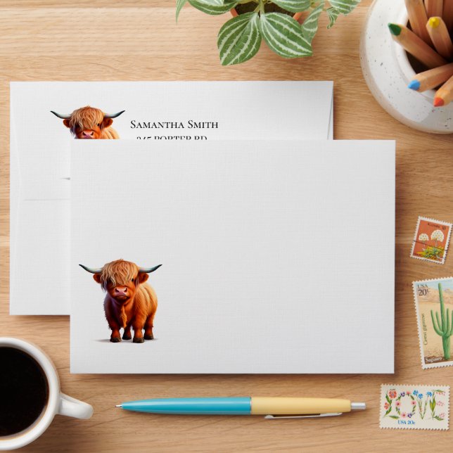 Adorable Highland Cow  Envelope (Desk)