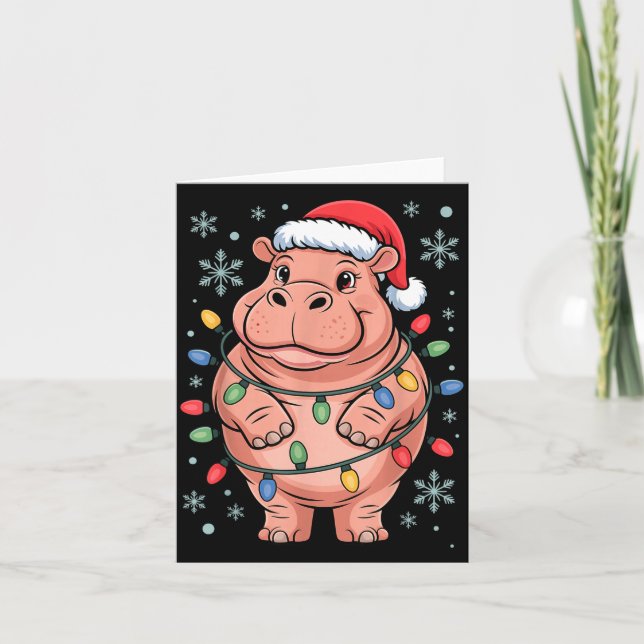 Adorable Hip Wrapped Christmas Light Santa Hat Win Card (Front)