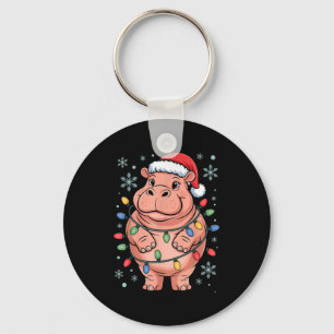 Adorable Hip Wrapped Christmas Light Santa Hat Win Key Ring