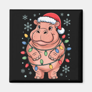 Adorable Hip Wrapped Christmas Light Santa Hat Win Magnet