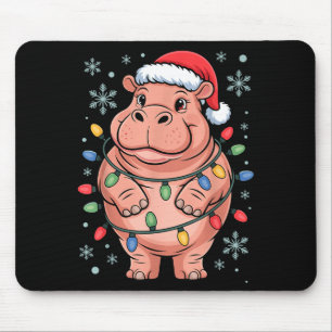 Adorable Hip Wrapped Christmas Light Santa Hat Win Mouse Mat