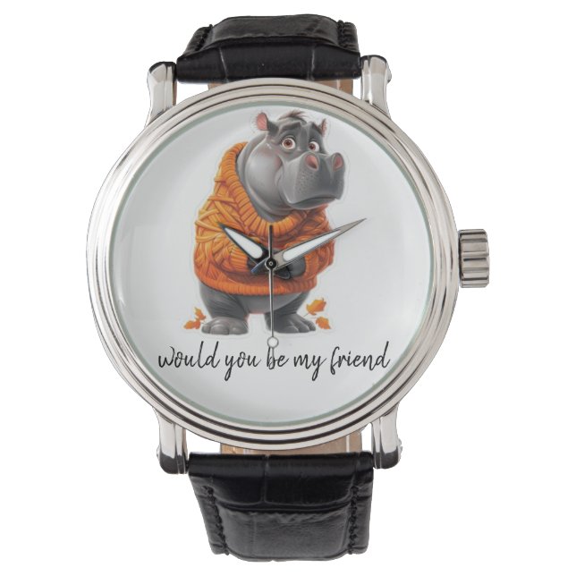 Adorable Hippo Art Prints Perfect for Animal Lover Watch (Front)