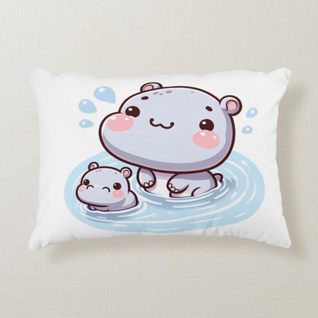 Adorable Hippo Family Cushion (Front)