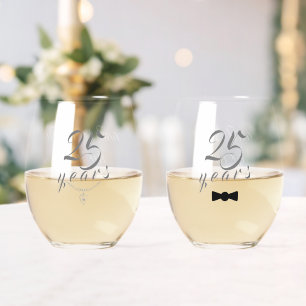 Adorable His & Her Anniversary Stemless Wine Glass