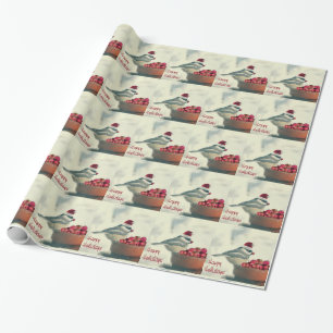 Adorable Holiday Chickadee Wrapping Paper