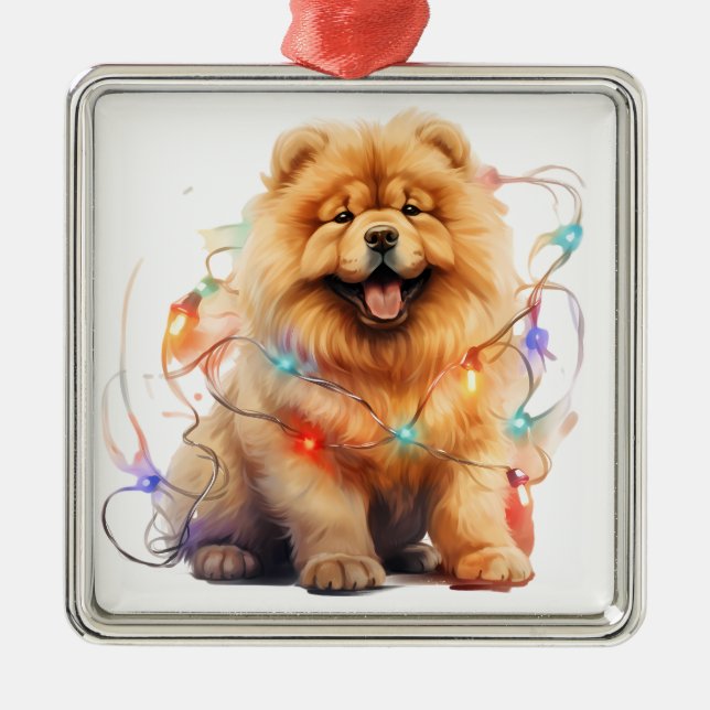 ADORABLE HOLIDAY CHRISTMAS CHOW CHOW DOG METAL TREE DECORATION (Front)