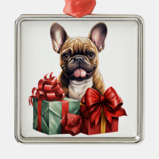 ADORABLE HOLIDAY CHRISTMAS FRENCH BULLDOG PUPPY METAL TREE DECORATION