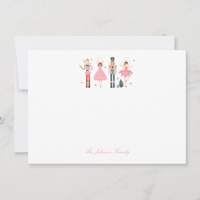 Adorable Holiday Christmas Pink Nutcracker Card (Front)