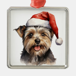 ADORABLE HOLIDAY CHRISTMAS YORKSHIRE TERRIER METAL TREE DECORATION