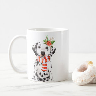 Adorable Holiday Dalmatian Fancy Script Mug