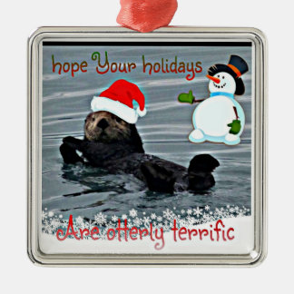 Adorable Holiday Sea Otter Ornament
