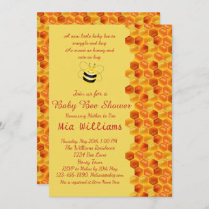 Adorable Honey Bee Themed Baby Shower Invitation