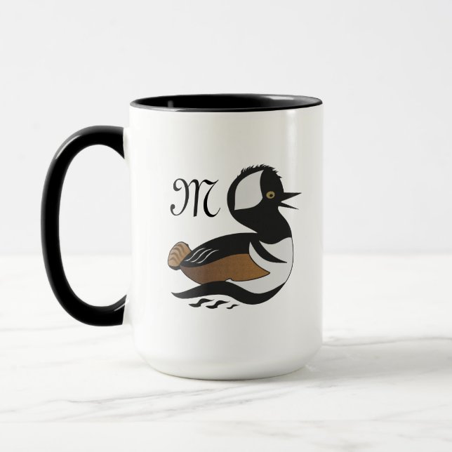 Adorable Hooded Merganser Duck Cartoon Mug (Left)