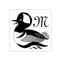 Adorable Hooded Merganser Duck Swimming Cartoon