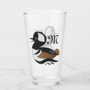 Adorable Hooded Merganser Duck Swimming Glass
