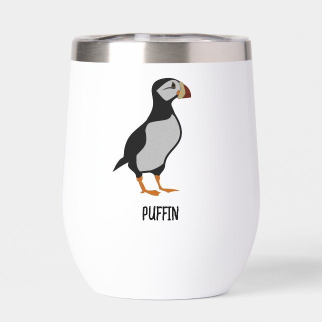 Adorable Horned Puffin Standing Cartoon (Back)