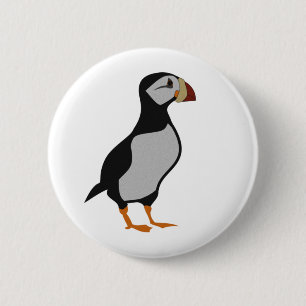 Adorable Horned Puffin Standing Cartoon 6 Cm Round Badge
