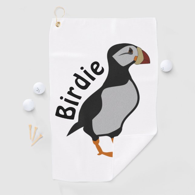 Adorable Horned Puffin Standing Cartoon Golf Towel (InSitu)