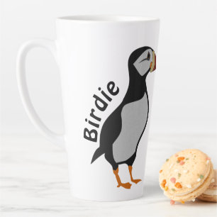 Adorable Horned Puffin Standing Cartoon Latte Mug