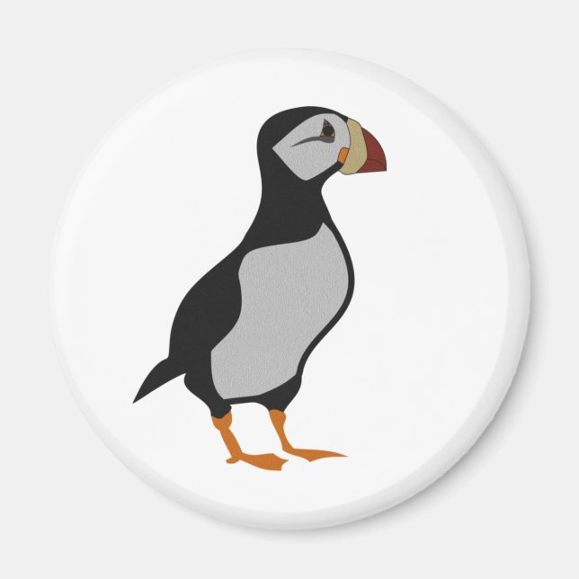 Adorable Horned Puffin Standing Cartoon Magnet (Front)