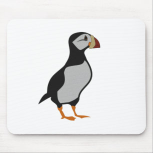 Adorable Horned Puffin Standing Cartoon Mouse Mat