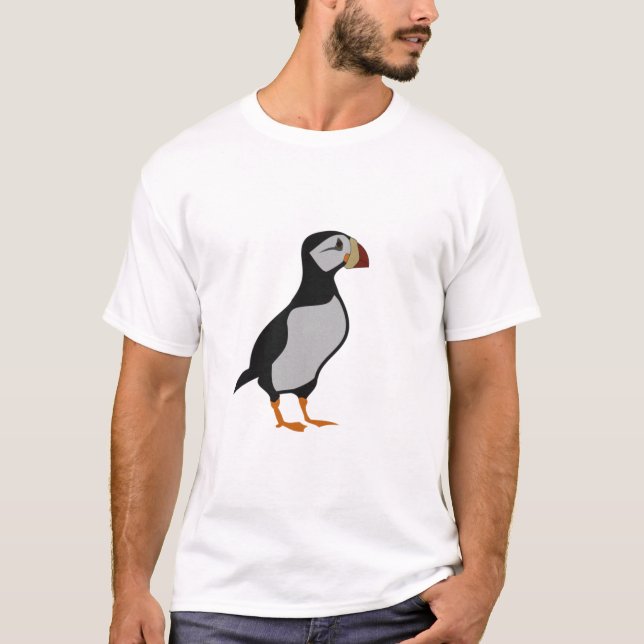 Adorable Horned Puffin Standing Cartoon T-Shirt (Front)