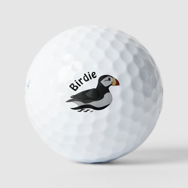 Adorable Horned Puffin Swimming Cartoon Golf Balls (Front)