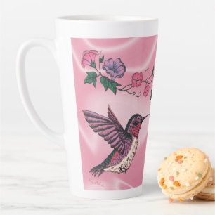 Adorable Hummingbird and Flowers Latte Mug