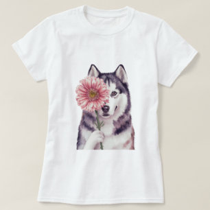 Adorable Husky Watercolor Illustration  T-Shirt