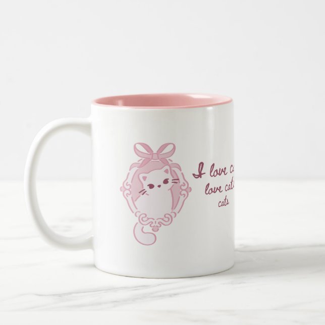 Adorable "I Love Cats" Soft Two-Tone Coffee Mug (Left)