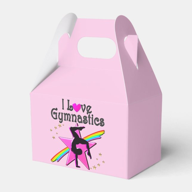ADORABLE I LOVE GYMNASTICS PARTY FAVOR BOXES (Front Side)
